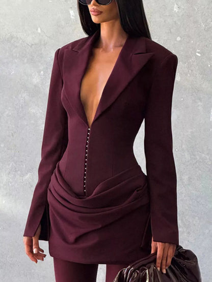 Blazer-Style Long Sleeve Mini Dress