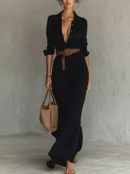 Ruched Long Sleeve Maxi Dress