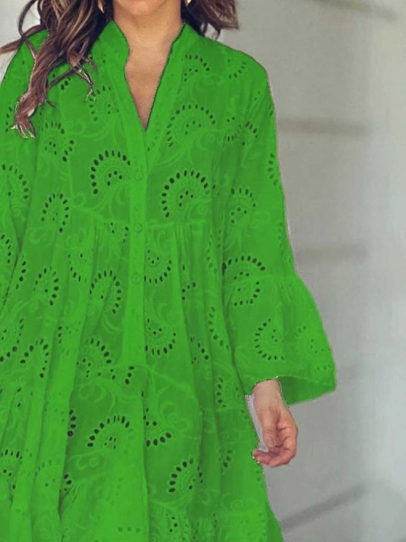 Eyelet Ruffled Hem Tiered Dress