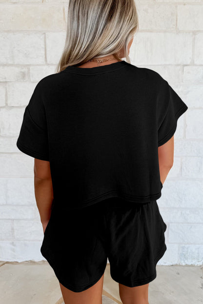 Luxury Cropped Tee and Ruffle High Waist Skort Set