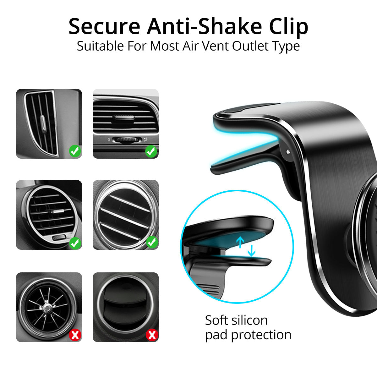 Magnetic Car Phone Holder – 360° Rotating Air Vent Mount