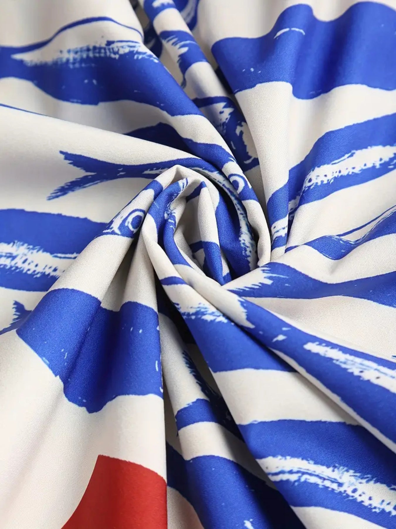 Sardine Print Spaghetti Strap Midi Dress
