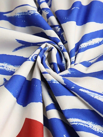 Sardine Print Spaghetti Strap Midi Dress