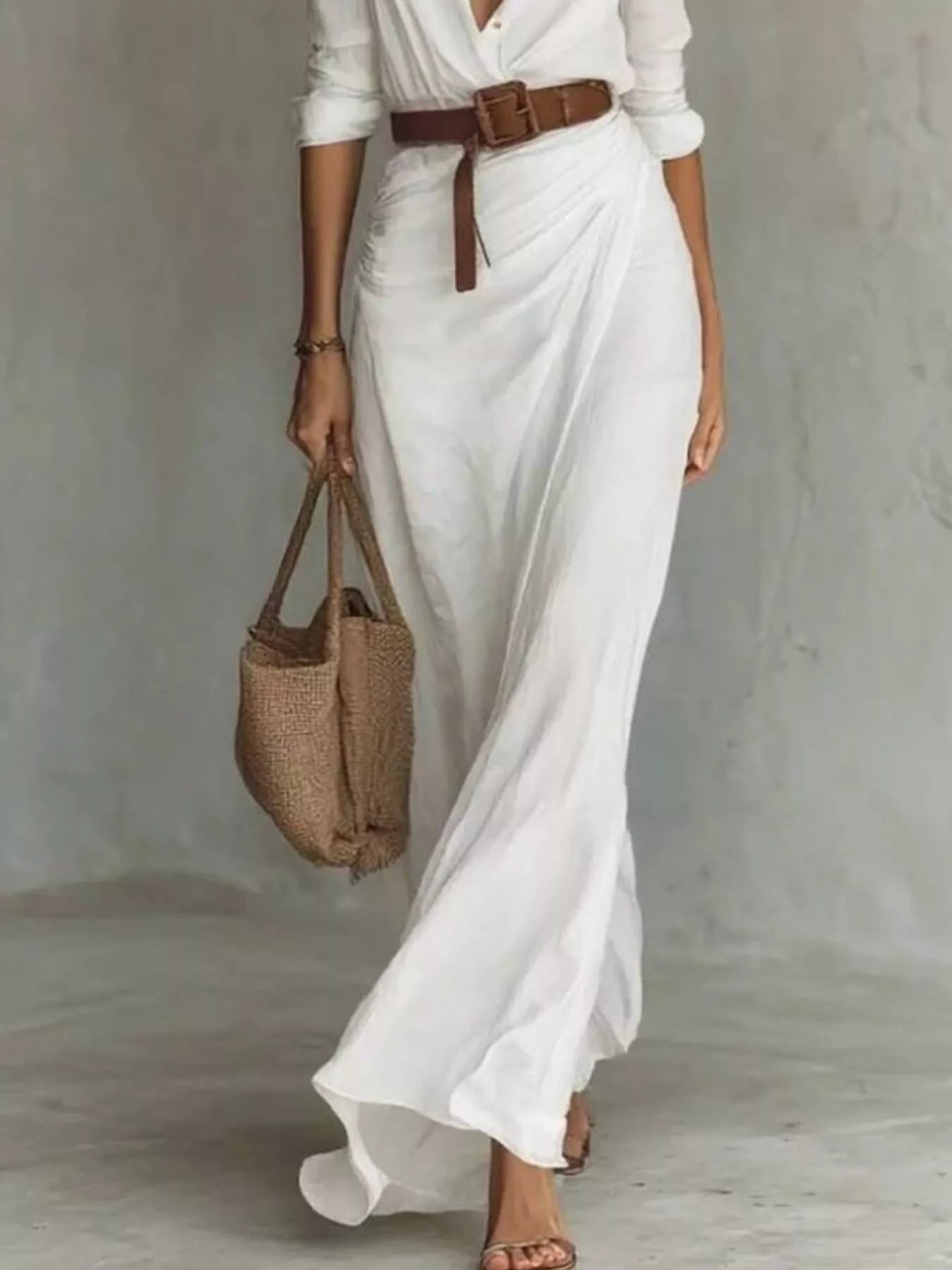 Ruched Long Sleeve Maxi Dress