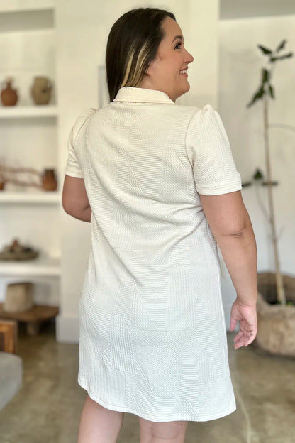 Double Take Texture Short Sleeve Dress
