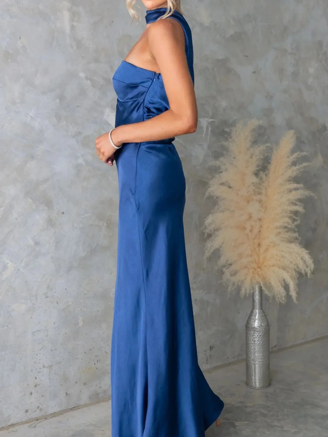 Satin Halter Maxi Dress