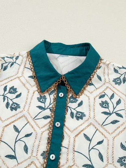 Floral Print Polo Collar Casual Mini Dress