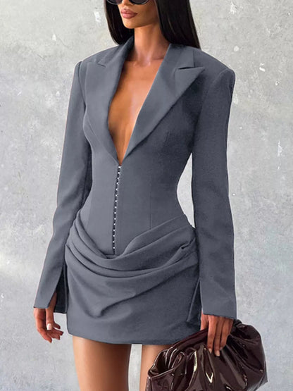 Blazer-Style Long Sleeve Mini Dress