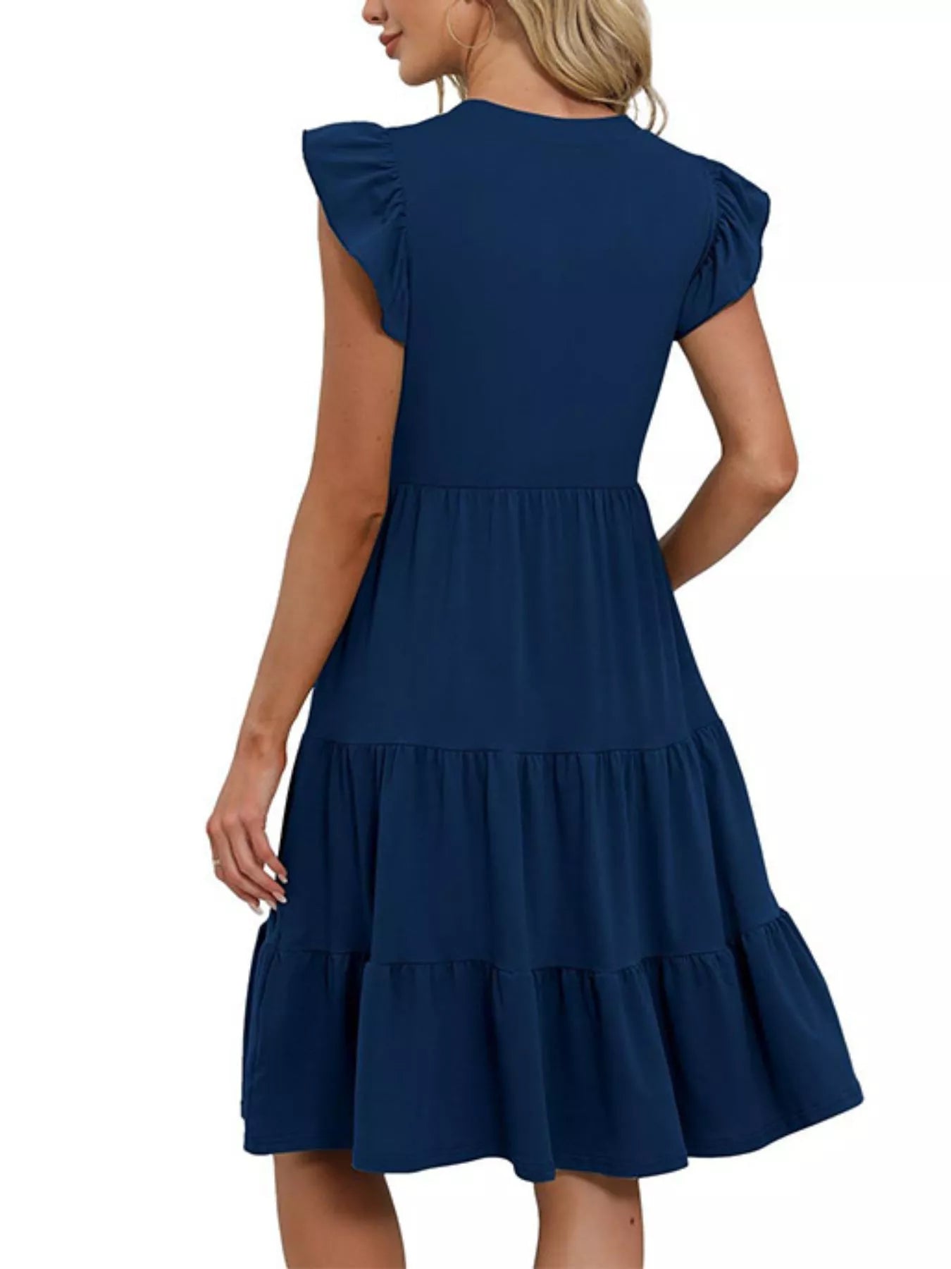 Ruffle Sleeve Tiered Midi Dress