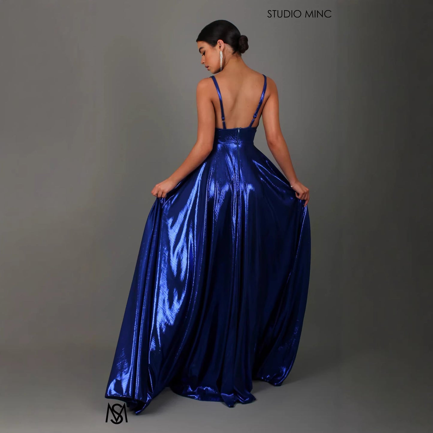 Draped-shoulder Long Dress Sleeveless High-waisted Split Dress (see size chart under more details)