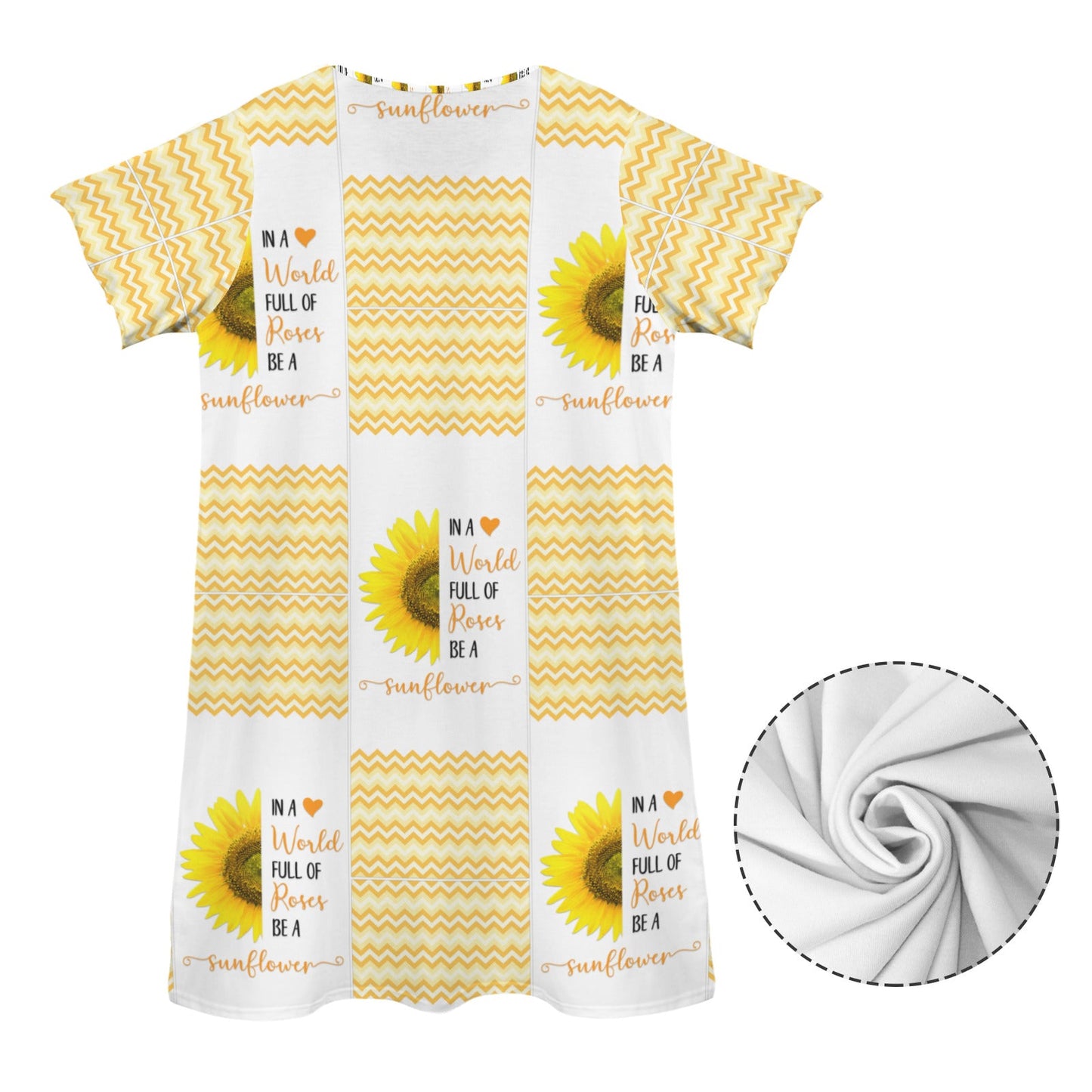 Be a Sunflower Women's Crew Neck Short Sleeve Dress (Model D76)