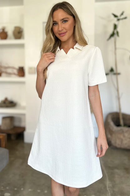 Double Take Texture Short Sleeve Dress