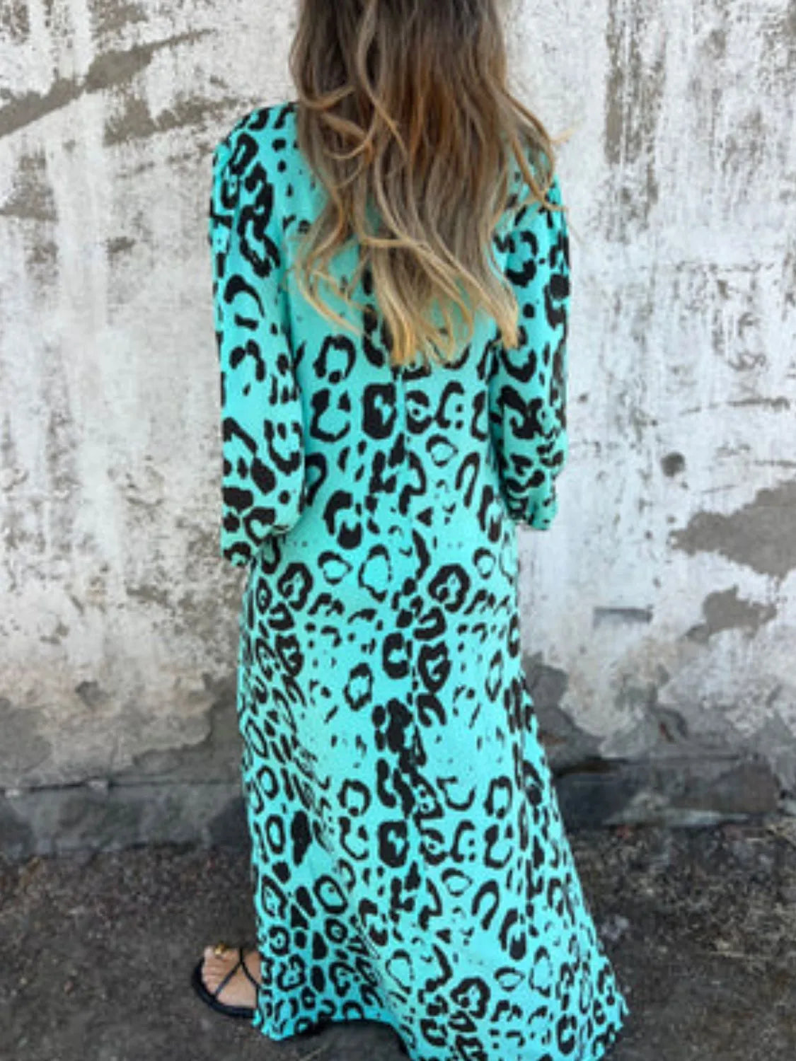 Printed V-Neck Dress with Pockets