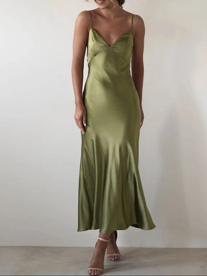 Satin Backless Cami Dress