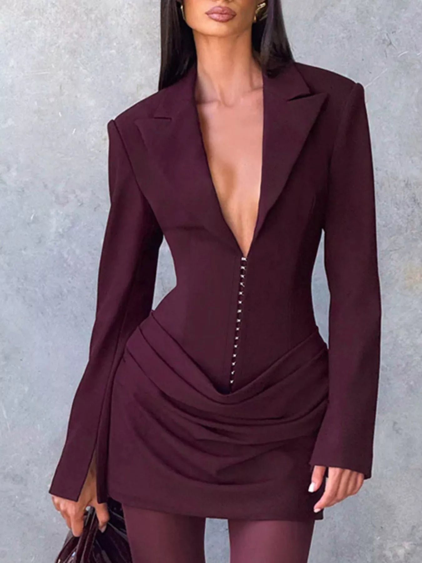 Blazer-Style Long Sleeve Mini Dress