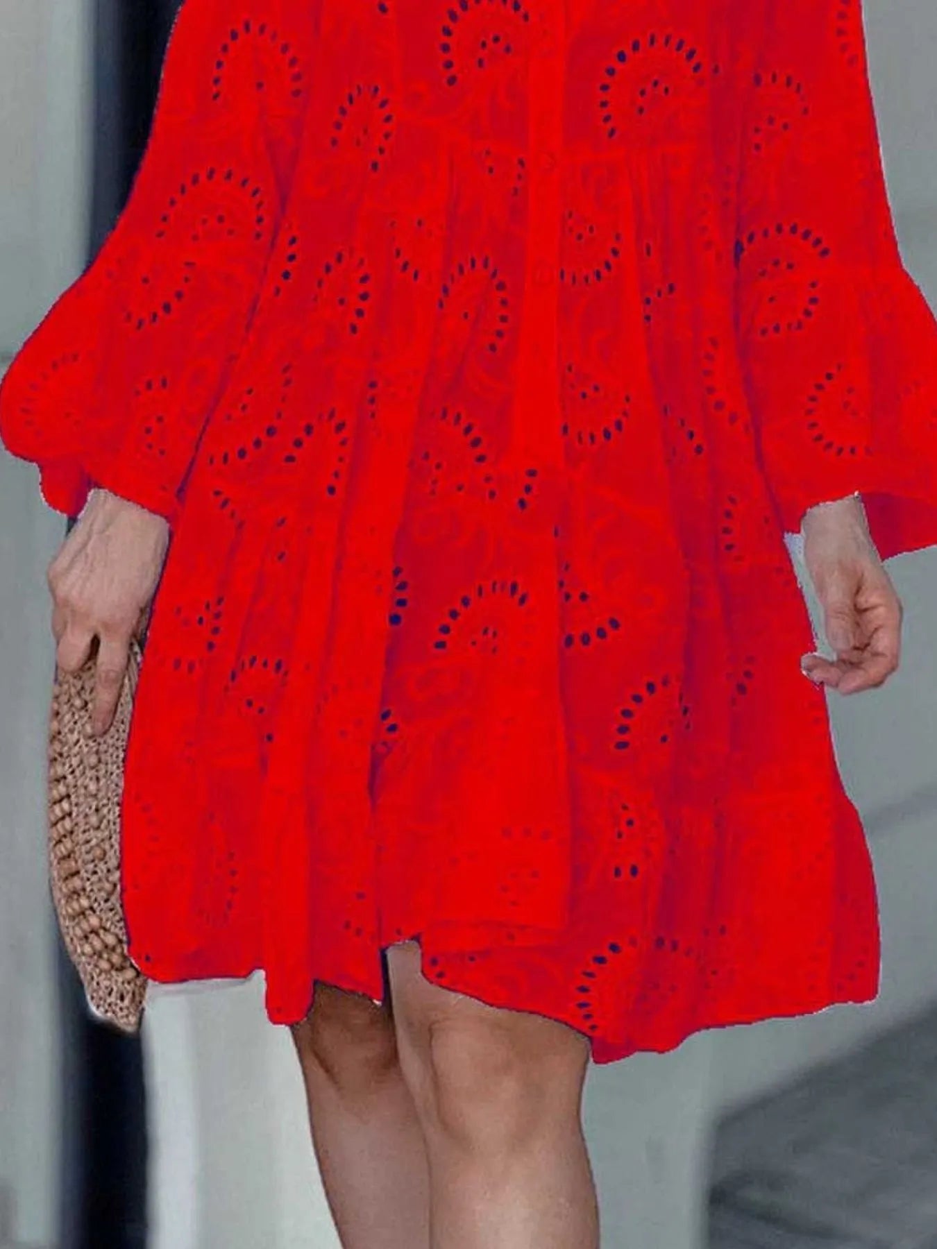 Eyelet Ruffled Hem Tiered Dress