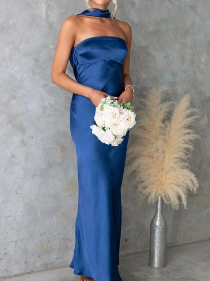 Satin Halter Maxi Dress