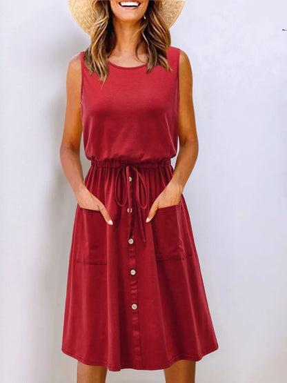 Round Neck Sleeveless Tank Dress