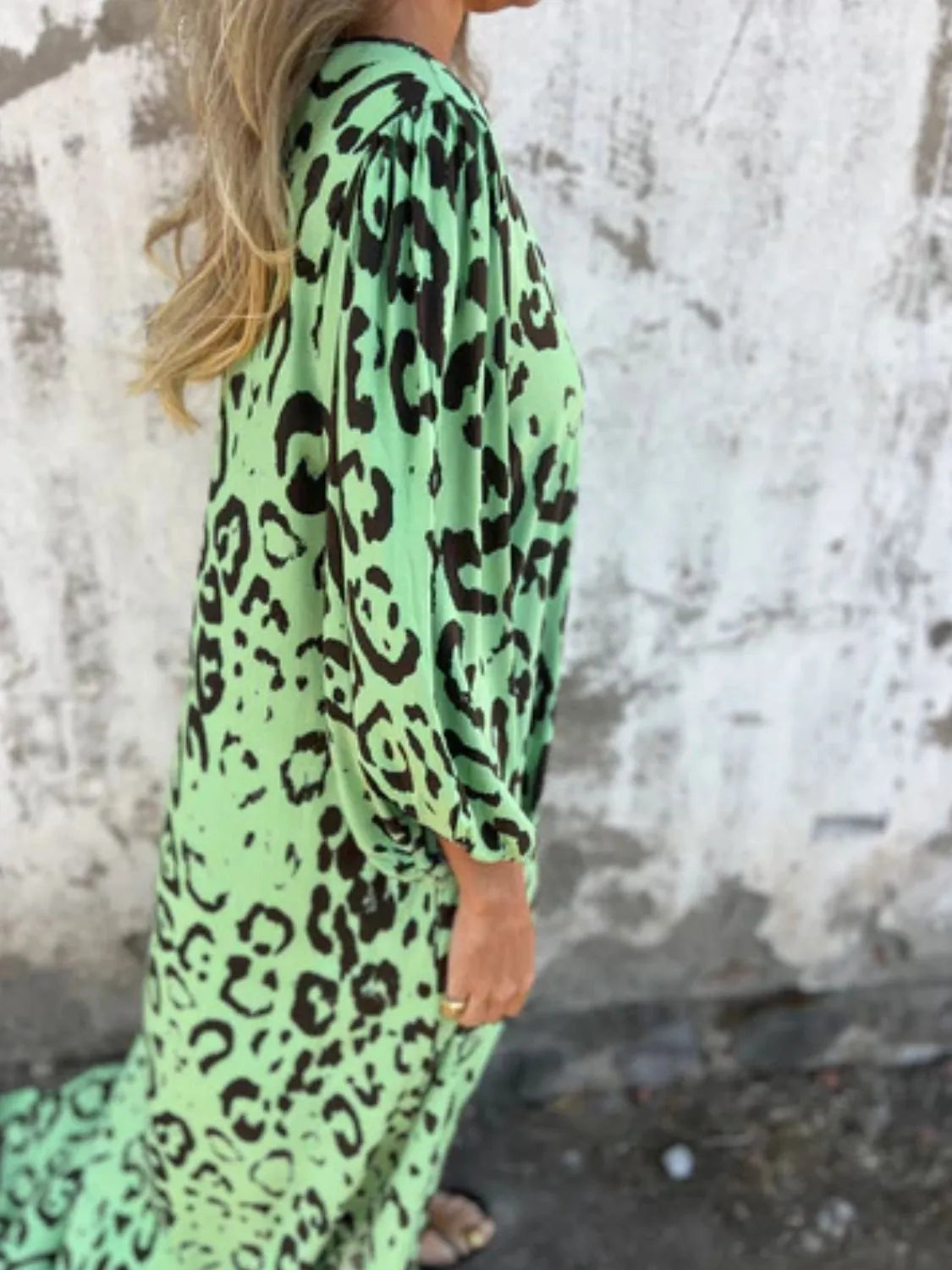 Printed V-Neck Dress with Pockets