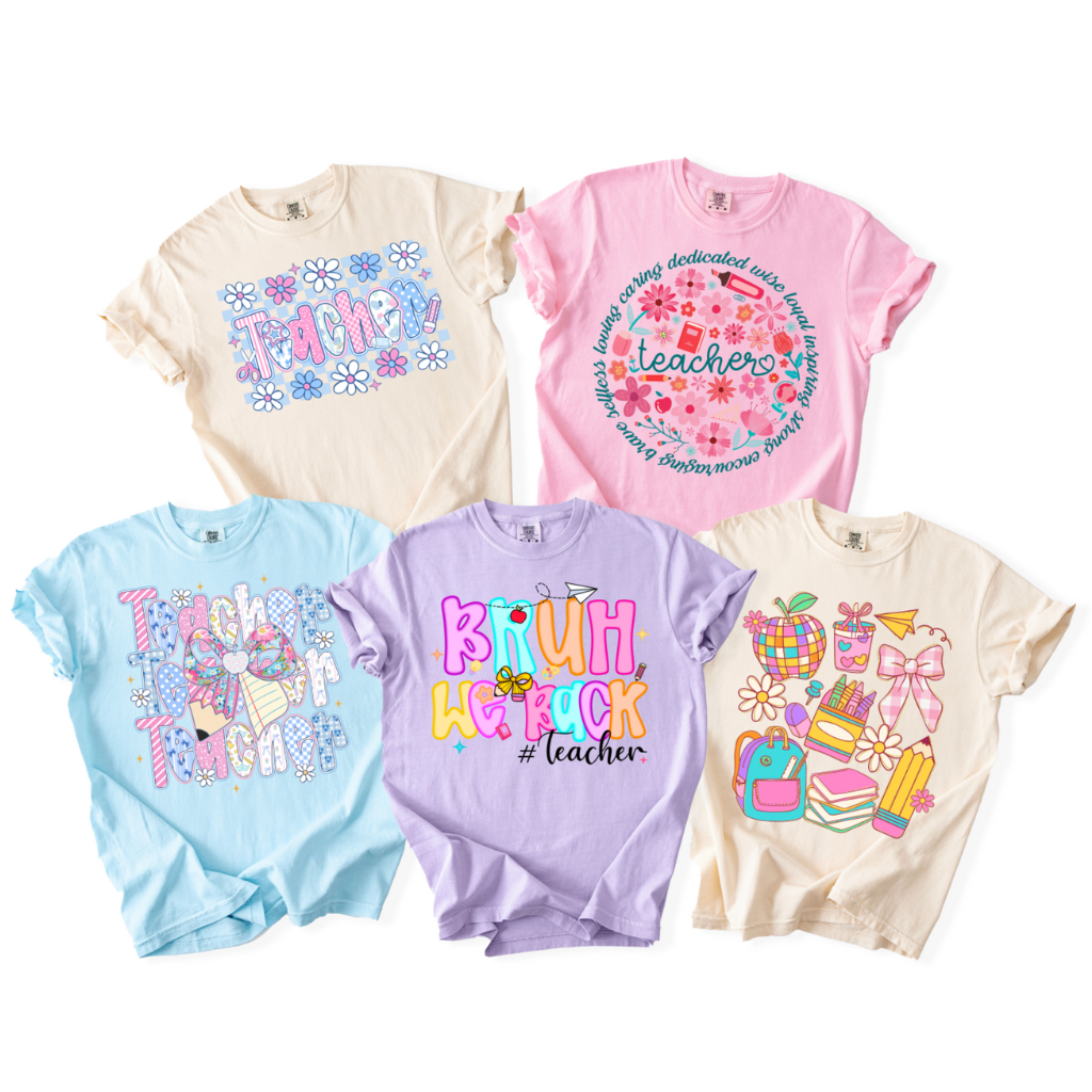 Colorful Chic Teacher Designs – Comfort Colors Tees