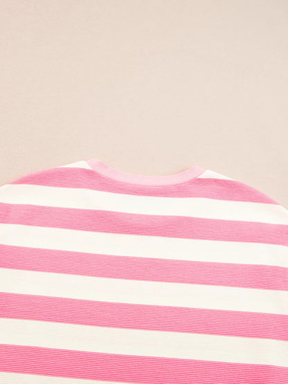Stripe Cap Sleeve Pocketed Shift Dress
