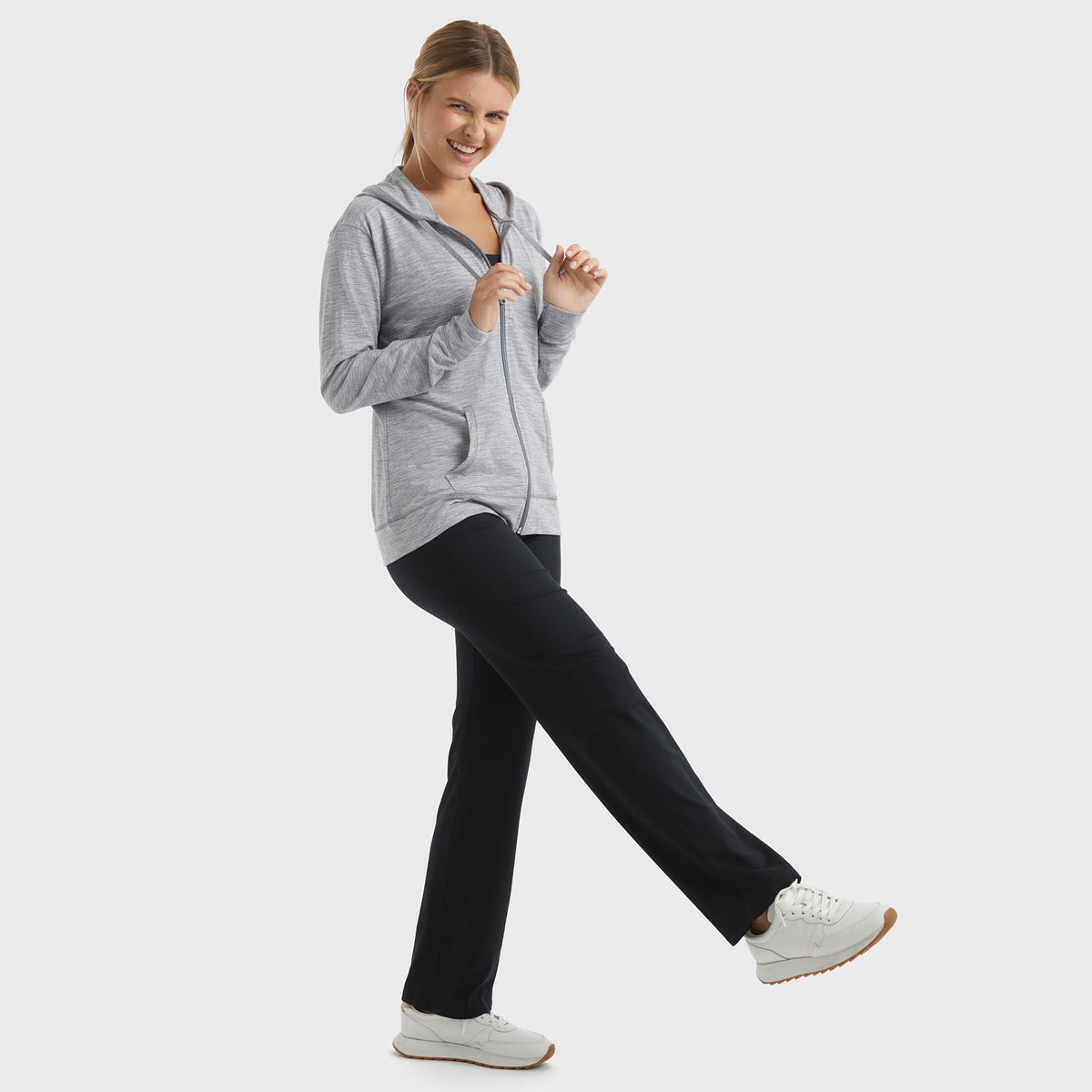 Hanes Women's Lightweight Full Zip Hoodie, Textured Cotton Zip Up, T-Shirt Hoodie