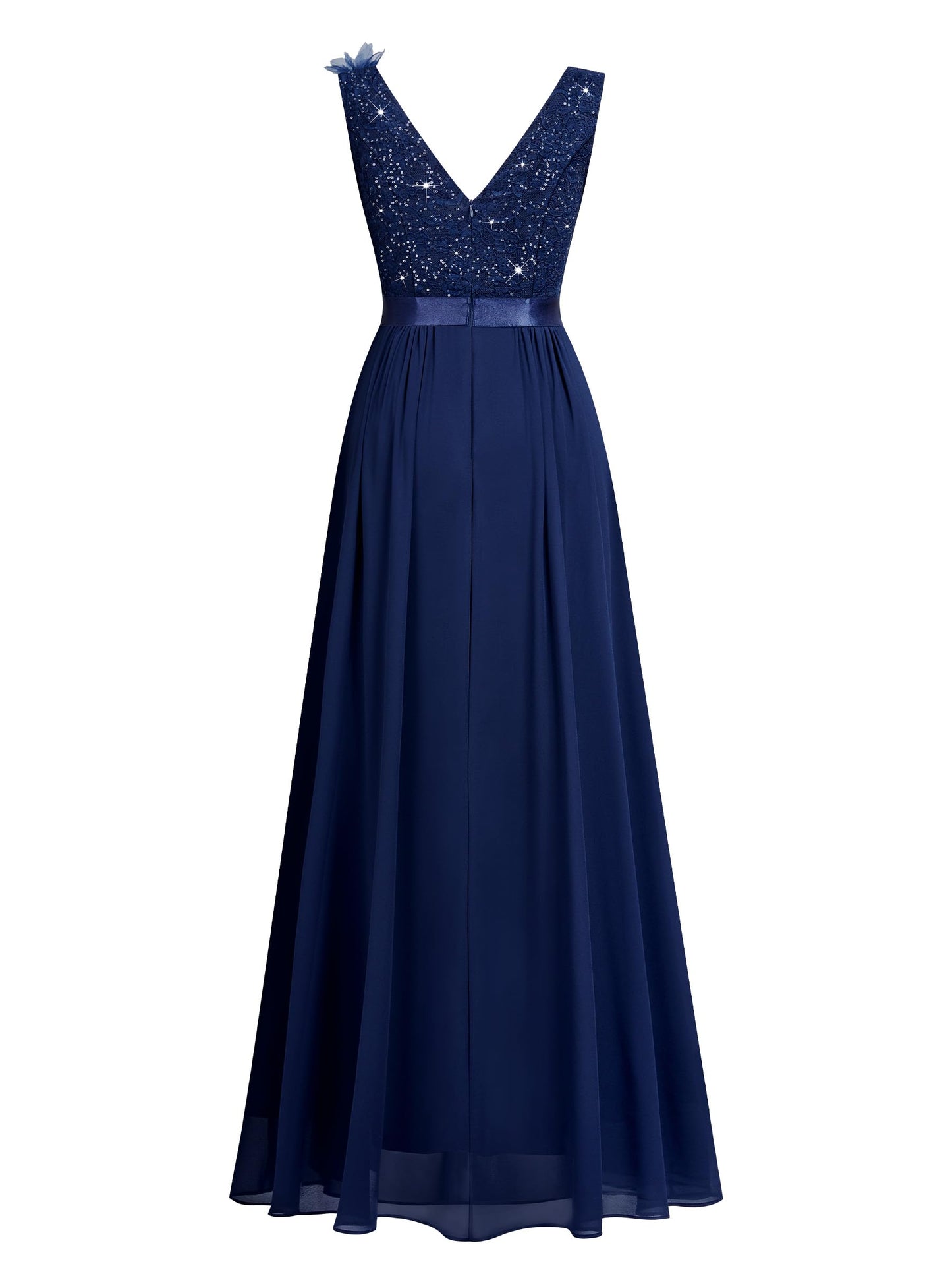 Miusol Women's Vintage V-Neck Sleeveless Sequined Split Formal Evening Maxi Dress