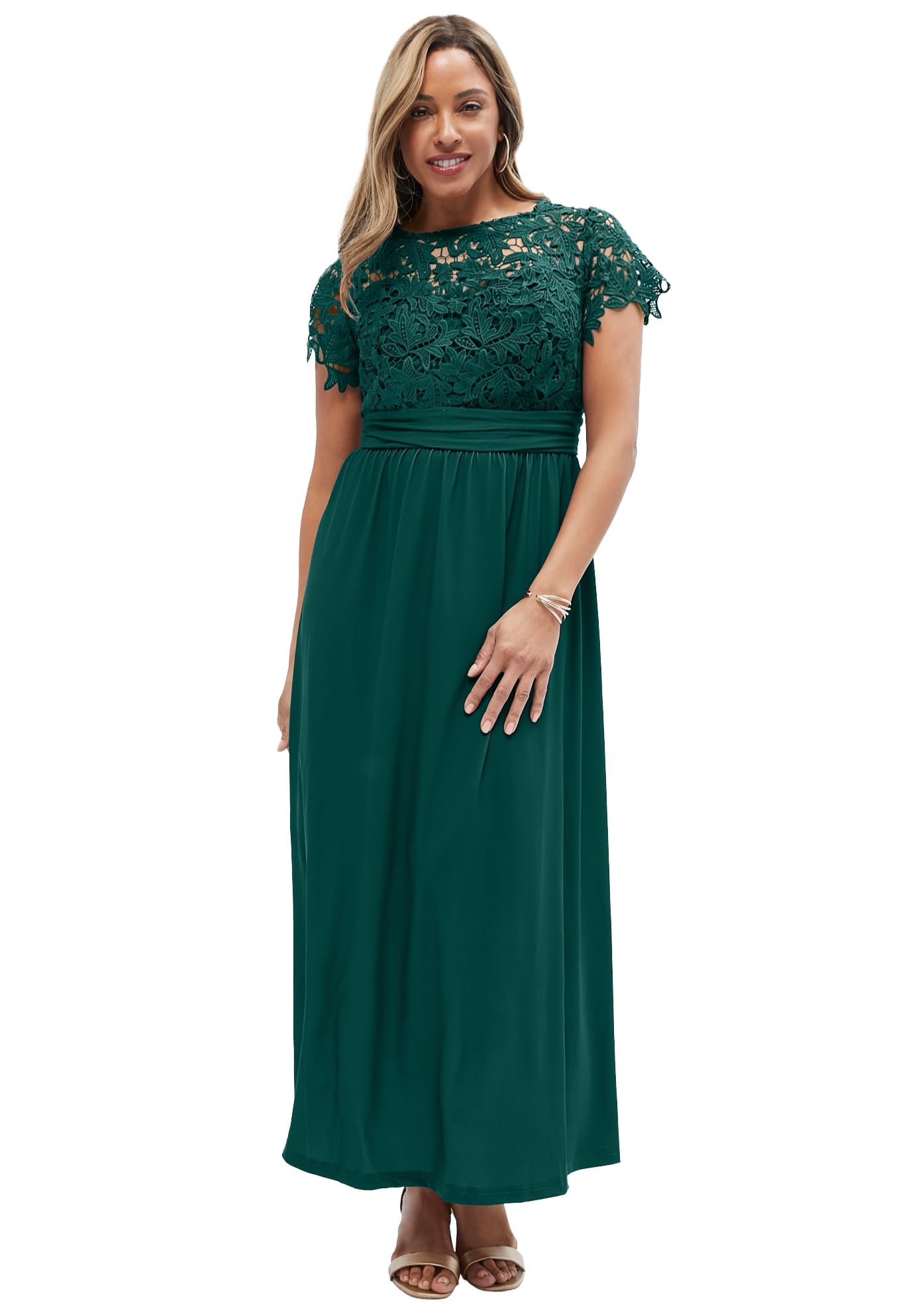 Jessica London Women's Plus Size Lace Maxi Dress