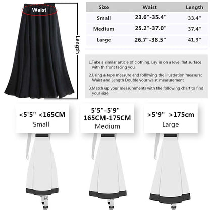 Women Bohemian Style Elastic Waist Band Cotton Linen Long Maxi Skirt Dress