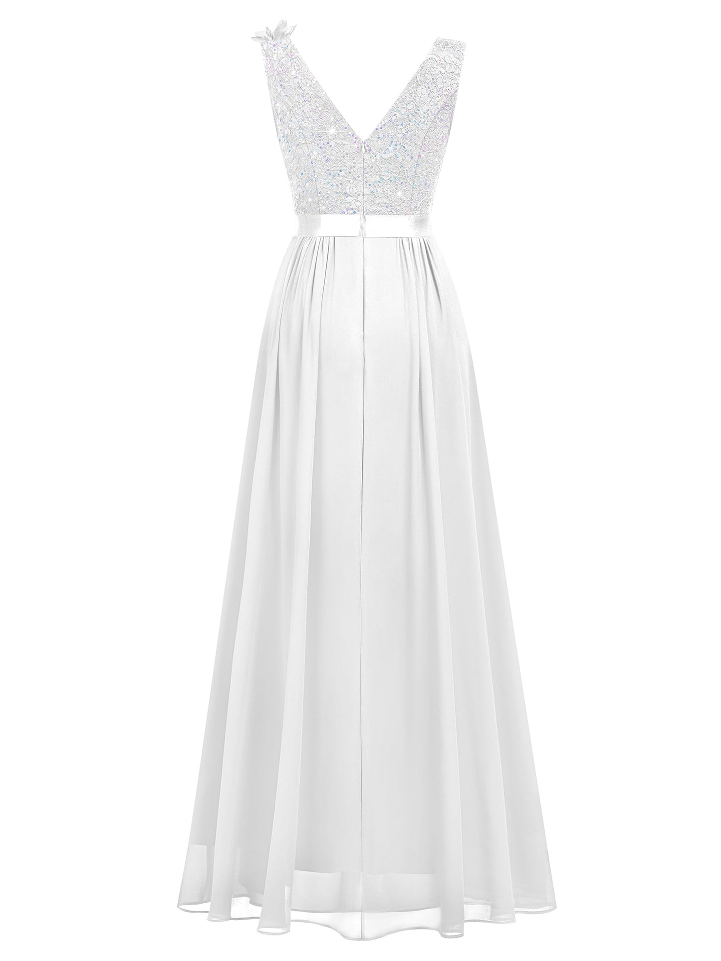 Miusol Women's Vintage V-Neck Sleeveless Sequined Split Formal Evening Maxi Dress