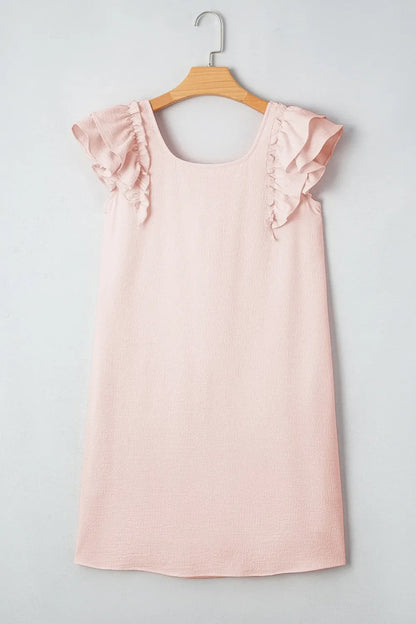 Ruffle Sleeve Bow Back Mini Dress