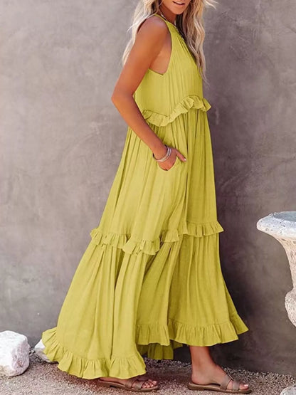 Ruffled Tiered Sleeveless Maxi Dress