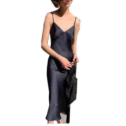 Sling Style Collage Stitching Long Swing Skirt in Sweet Plain Pattern - Polyester Fiber