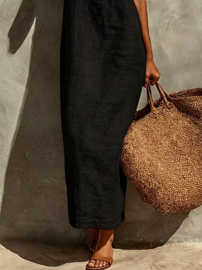 Sleeveless Linen Casual Maxi Dress