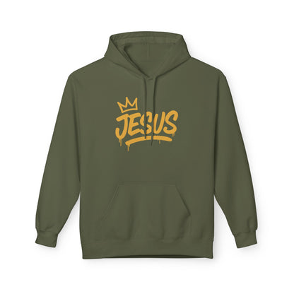 Jesus Crown Hoodie — Gold Script Inspirational Pullover