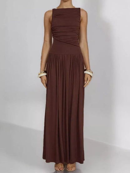 Ruched Sleeveless Maxi Dress