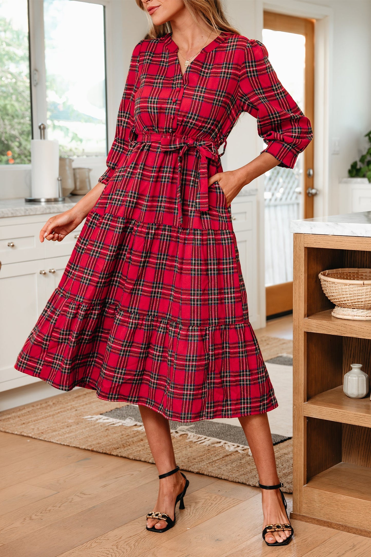 Della Ruffle Hem Long Dress