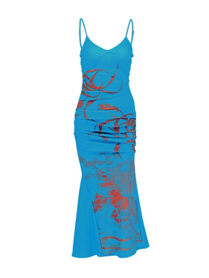 Printed Spaghetti Strap Maxi Dress