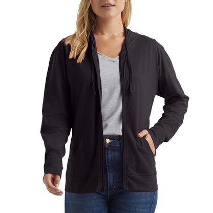 Hanes Women's Lightweight Full Zip Hoodie, Textured Cotton Zip Up, T-Shirt Hoodie