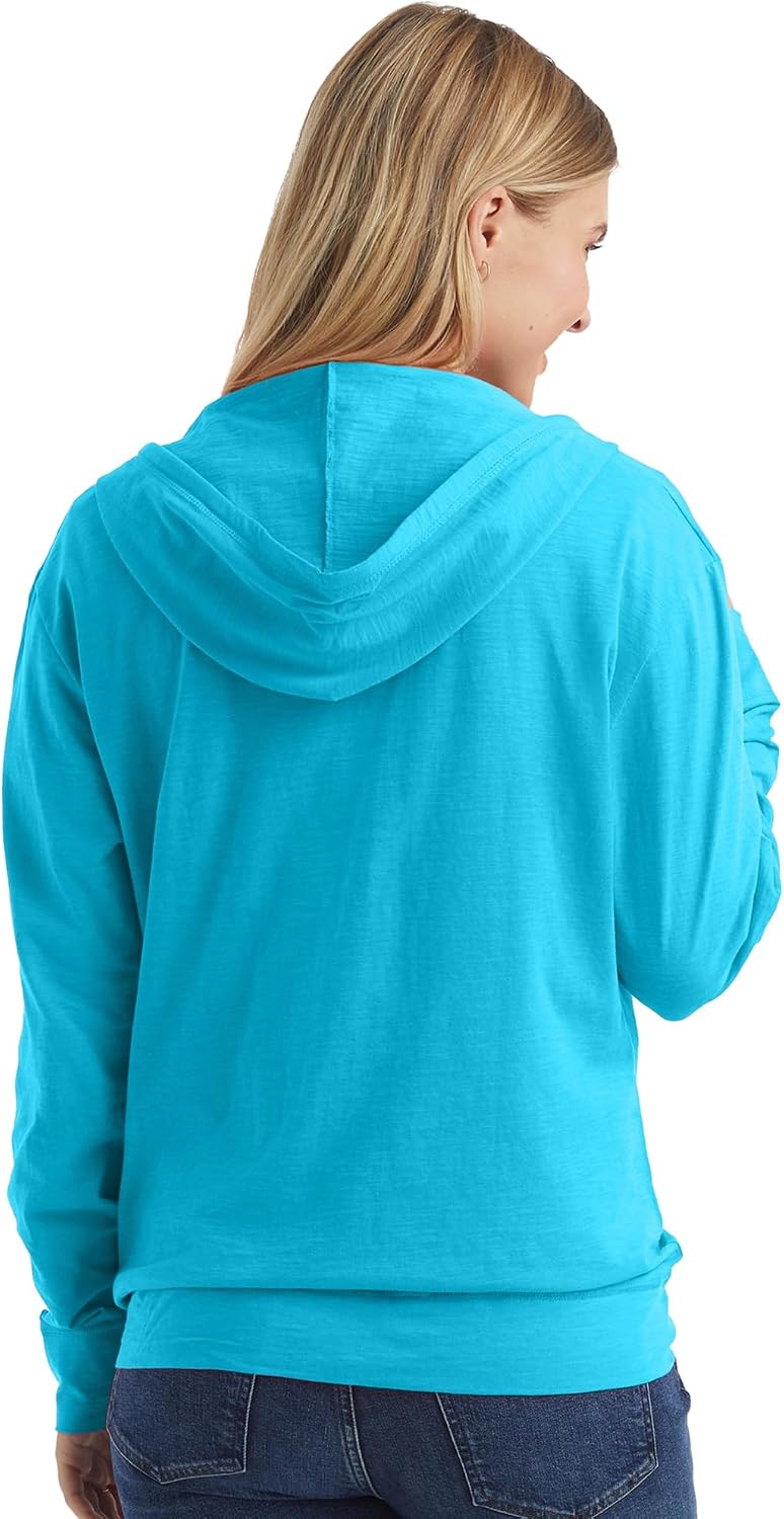 Hanes Women's Lightweight Full Zip Hoodie, Textured Cotton Zip Up, T-Shirt Hoodie