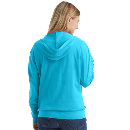 Hanes Women's Lightweight Full Zip Hoodie, Textured Cotton Zip Up, T-Shirt Hoodie