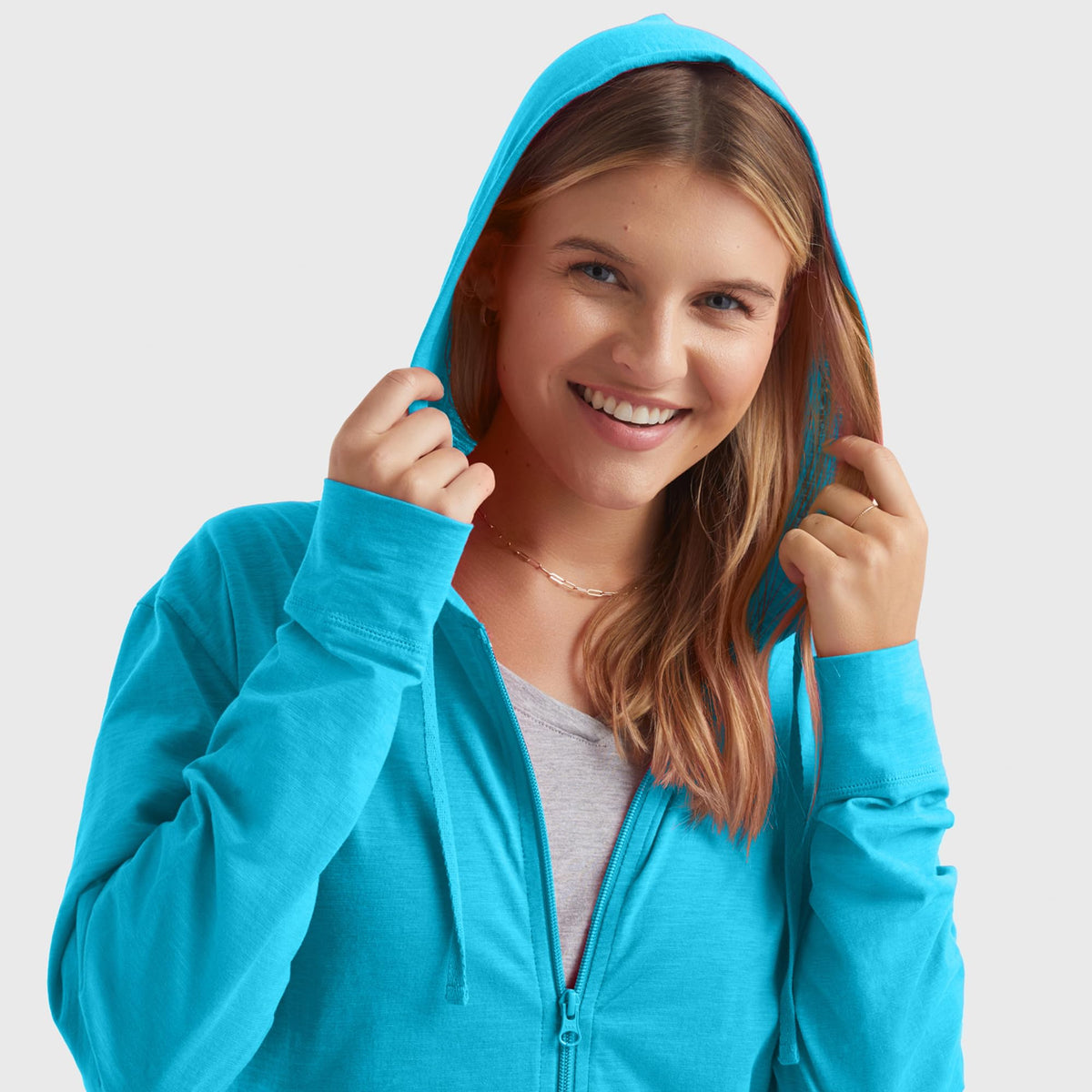 Hanes womens Slub Jersey fashion hoodies, Process Blue, Large US