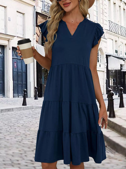 Ruffle Sleeve Tiered Midi Dress