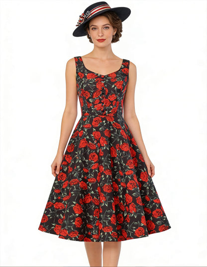 Belle Poque 1950s Vintage Dress for Women Sleeveless Homecoming Dresses Cocktail Party A-Line Summer Dress