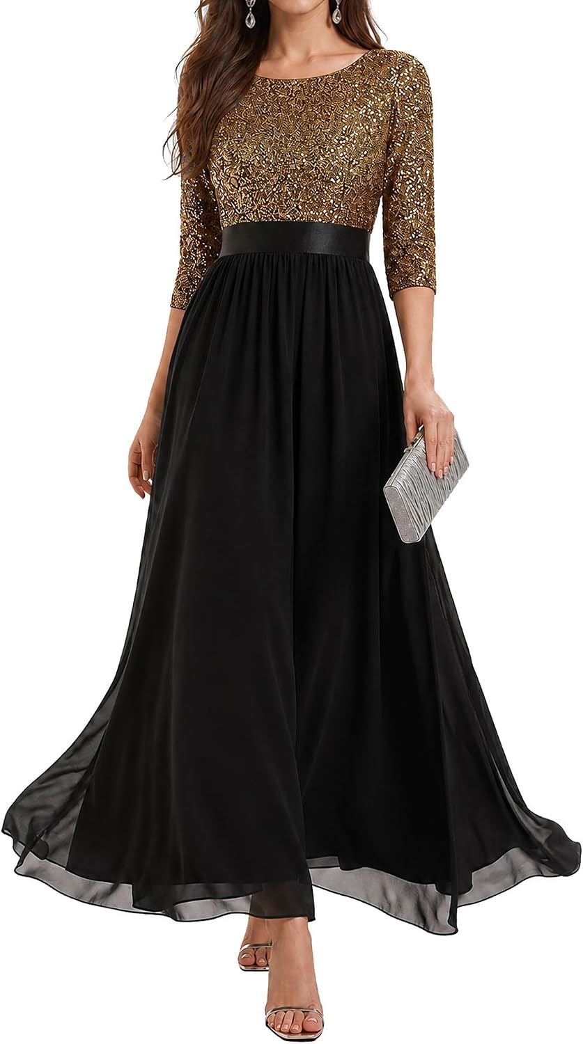 Ever-Pretty Women's Fall Winter Formal Dresses Maxi Sequin Evening Gowns