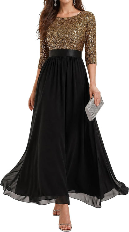 Ever-Pretty Women's Fall Winter Formal Dresses Maxi Sequin Evening Gowns