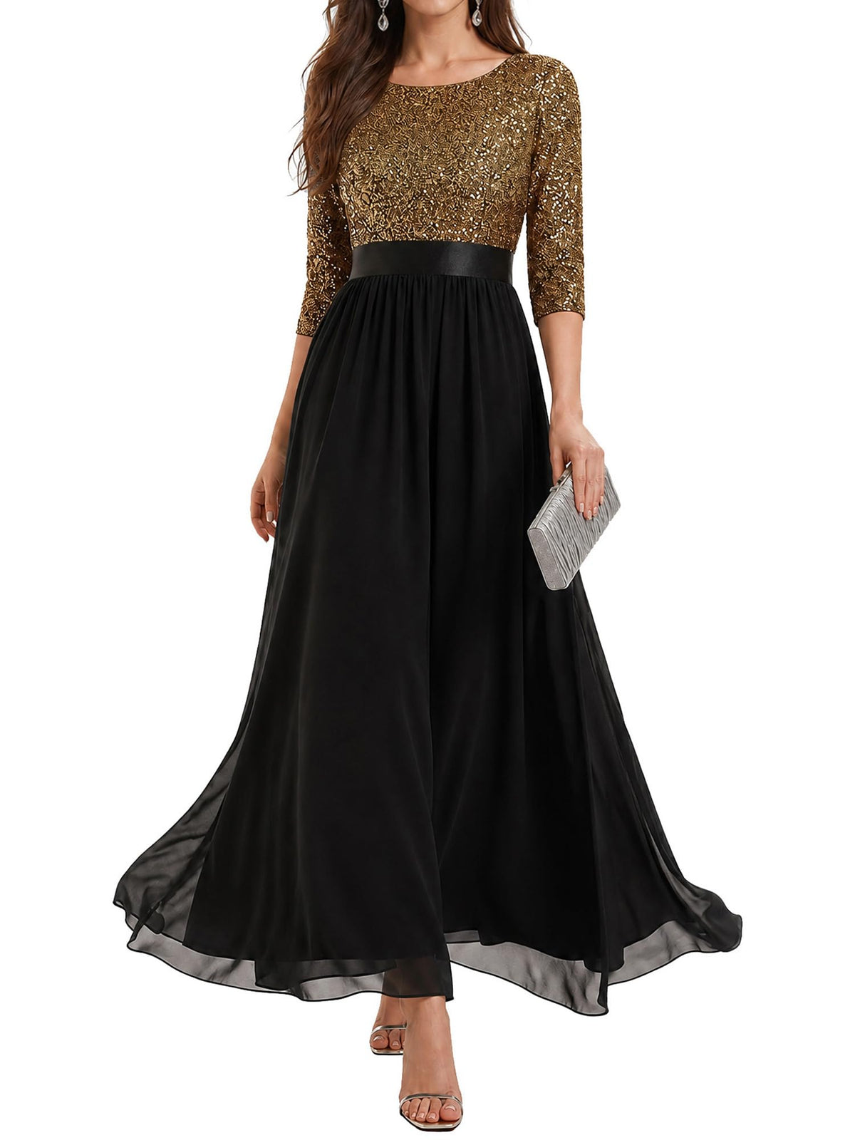 Ever-Pretty Women's Fall Winter Formal Dresses Maxi Sequin Evening Gowns