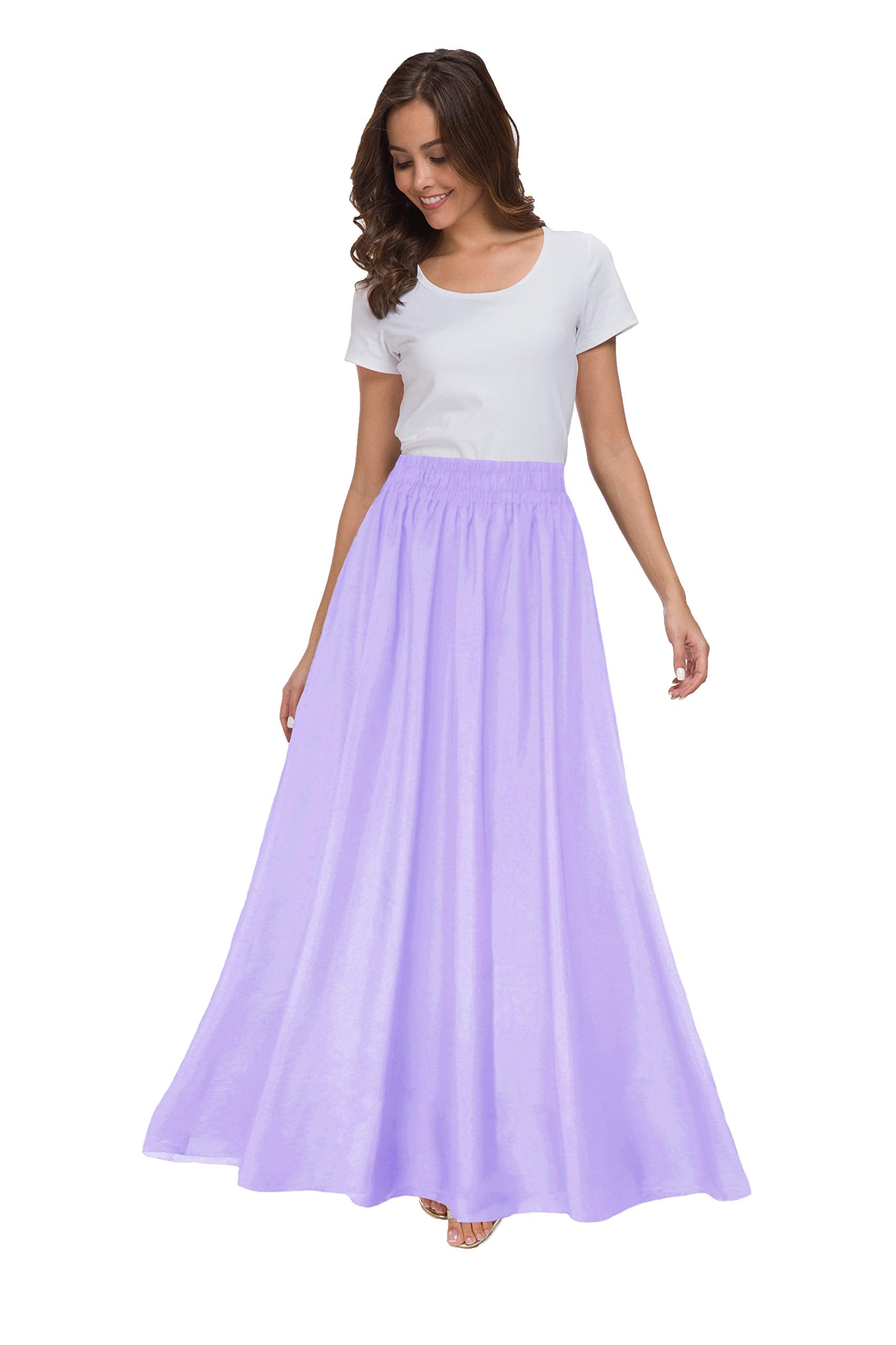 Womens Chiffon Retro Maxi Skirt Vintage Ankle-Length Skirts