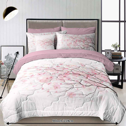 Cherry Blossom Pattern Twin Size 8-piece Comforter Set