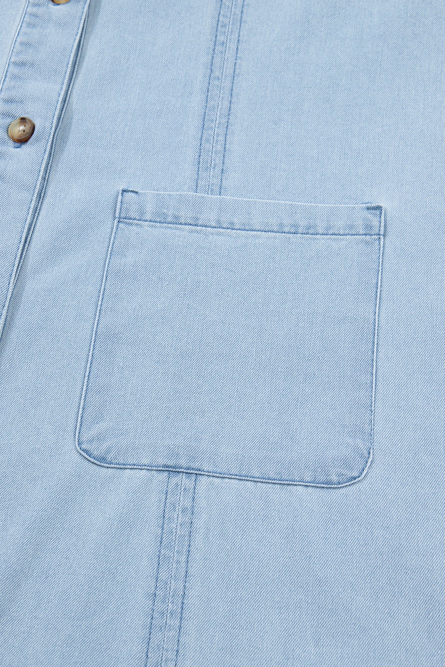 Denim Ruffle Edge Collared Dress w/ Pockets